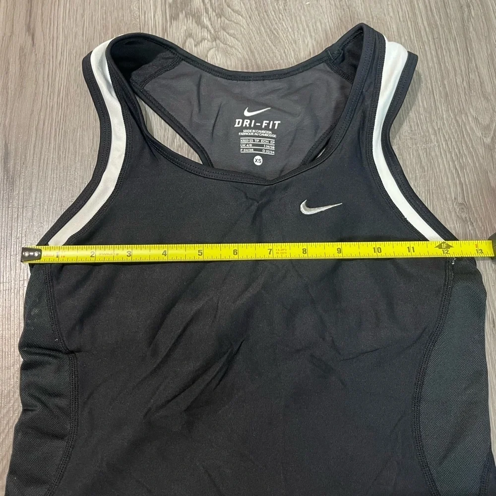 Nike Women's Black and White Dri-FIT Tank Top